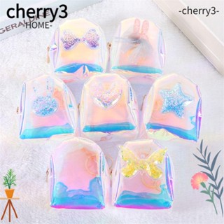 Cherry3 กระเป๋าสตางค์ กระเป๋าใส่เหรียญ มีซิป ลายการ์ตูน สําหรับเด็กผู้หญิง