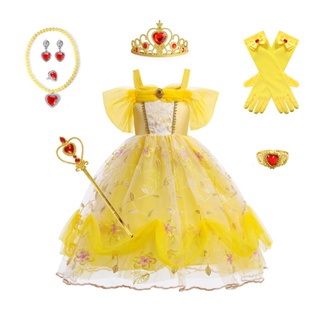 ชุดเดรสเจ้าหญิง Belle Halloween Pettiskirt Beauty and the Beast สําหรับเด็กผู้หญิง A118