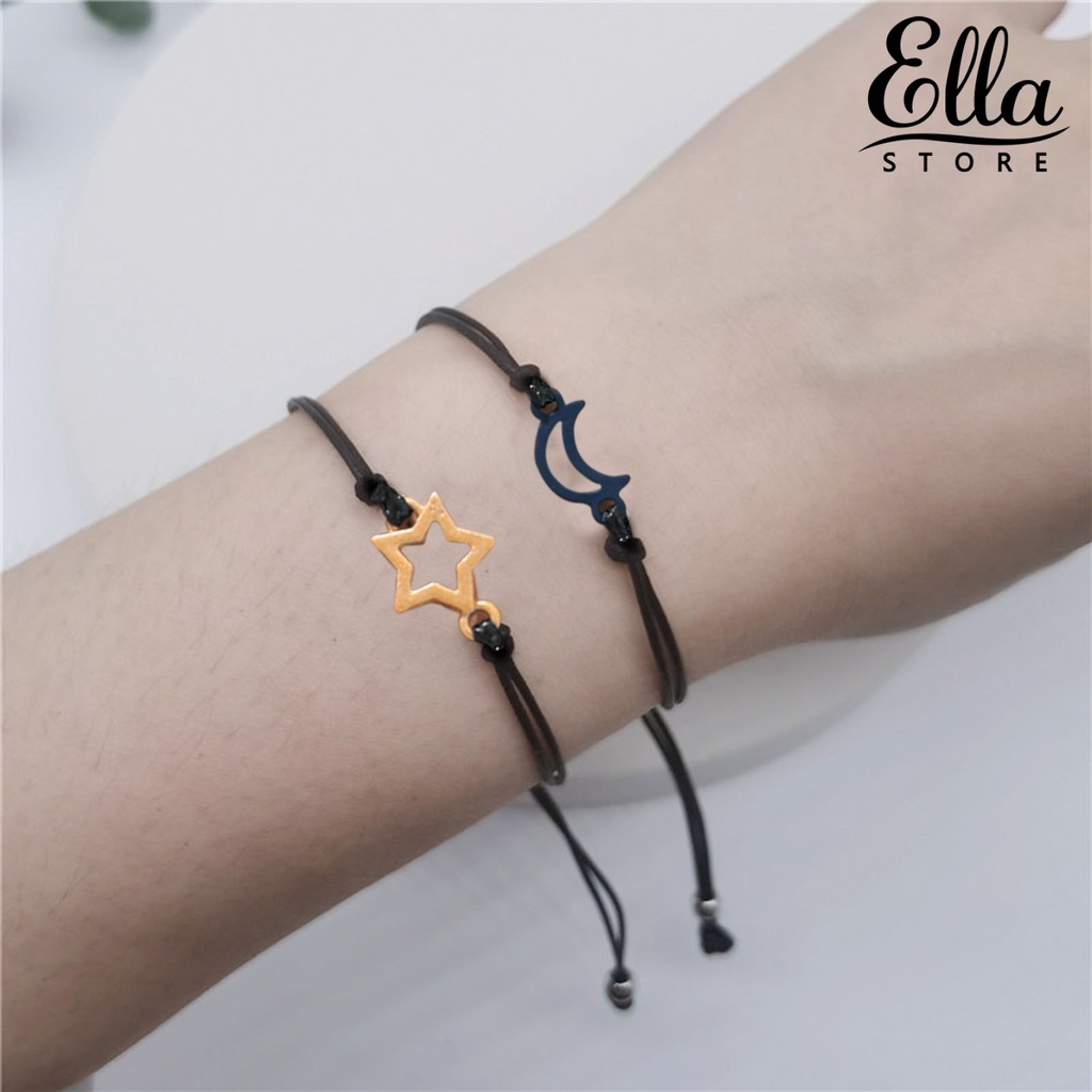 ellastore123-กําไลข้อมือสเตนเลสถัก-น้ําหนักเบา-ลายดวงจันทร์-ดาว-ดวงอาทิตย์-การ์ดสัมผัส-ของขวัญวันแรกของโรงเรียน-สําหรับเด็กผู้ชาย-และผู้หญิง-3-ชิ้น