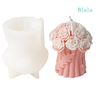 Blala แม่พิมพ์ซิลิโคน รูปดอกกุหลาบ 3D สําหรับทําเทียนช่อดอกไม้ งานแต่งงาน ปาร์ตี้