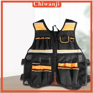 [Chiwanji] เสื้อกั๊กเซฟตี้ สะท้อนแสง มองเห็นได้ชัด มีกระเป๋าเพียงพอ สําหรับช่างไฟฟ้า ช่างไม้ ทํางาน