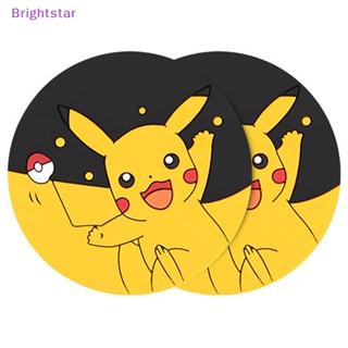 Brightstar แผ่นเสื่อ ลายการ์ตูนปิกาจูน่ารัก กันลื่น ทนความร้อน สําหรับวางรองแก้วน้ํา ในรถยนต์