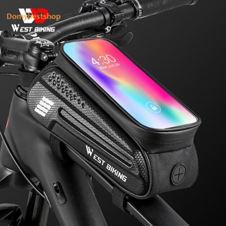 [Domybestshop.th] West BIKING กระเป๋าใส่โทรศัพท์มือถือ หน้าจอสัมผัส 7 นิ้ว 1.5 ลิตร กันน้ํา พร้อมรูหูฟัง สําหรับขี่จักรยาน