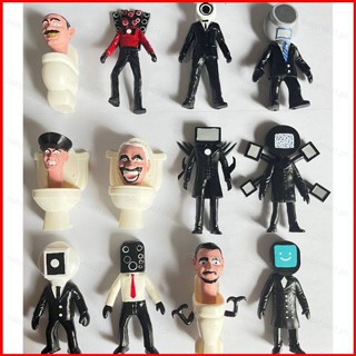 Fash โมเดลตุ๊กตาฟิกเกอร์ Skibidi Toilet Action Figure Titan TV Man Camera Man Speakerman ของเล่นสําหรับเด็ก 12 ชิ้น