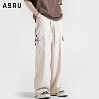 ASRV กางเกงคาร์โก้ผู้ชายและผู้หญิงฤดูใบไม้ร่วงอินเทรนด์แบรนด์อเมริกันดีไซน์ปุ่มลงหลวมสบายๆหลายกระเป๋ากางเกงผ้าเดรป