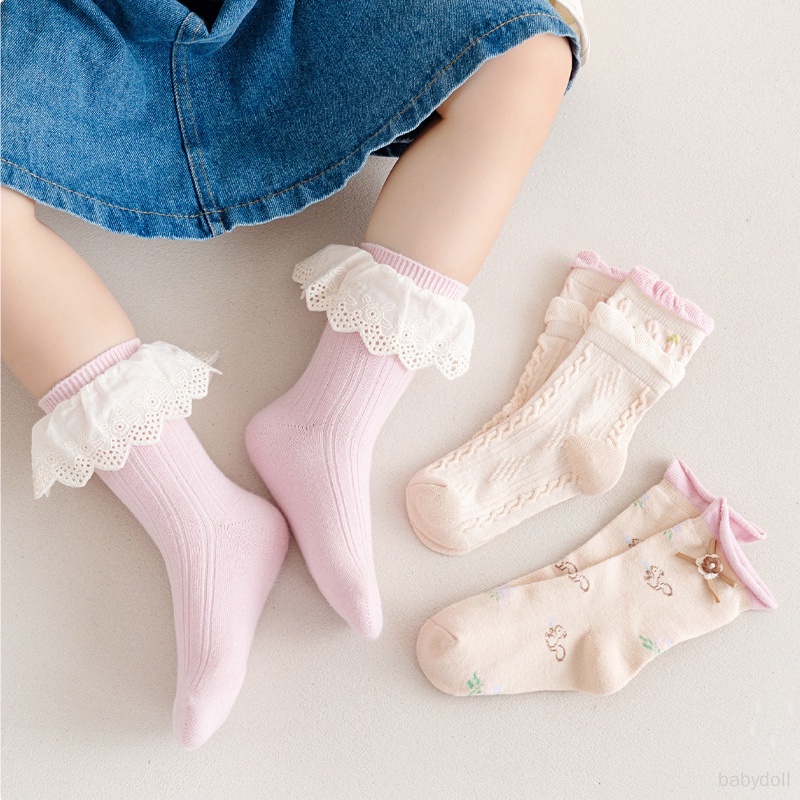 ฤดูใบไม้ร่วง-23-ใหม่-ถุงเท้าเด็ก-ลูกไม้-เด็กผู้หญิง-หวีผ้าฝ้ายหวาน-ถุงเท้าเจ้าหญิง-ข้อกลาง
