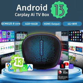 กล่อง carplay Ai CP-606 Android 13.0 4 + 64GB คาร์เพลย์ แบบใช้สาย ไปยังเครื่องเล่นไร้สาย Android อัตโนมัติ พร้อมอินเทอร์เฟซ HDMI ในตัว YouTube