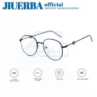 JIUERBA ใหม่ แว่นตาสายตาสั้น แบบสําเร็จรูป ทรงกลม เบาพิเศษ ป้องกันแสงสีฟ้า และป้องกันความเมื่อยล้า โลหะ สายตาสั้น สําหรับผู้หญิง