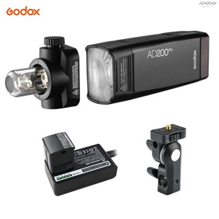 Godox AD200Pro Pocket Flash Portable Wireless TTL Flash with Changeable Flash Head (Speedlite/Bare Bulb) GN52 GN60 1/8000s HSS 2.4G Wireless X System 200W Compatible with  Son