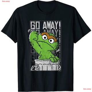 【hot sale】เสื้อยืด ถนนงา วงดนตรี หิน นักร้อง เด็กผู้ชาย เสื้อยืด Sesame Street Oscar The Grouch Go Away T-Shirt เสื้อคู่