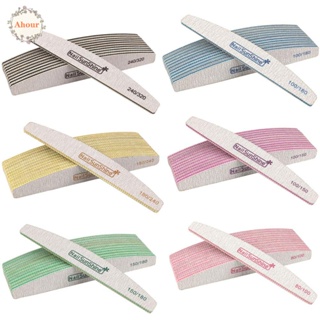 AHOUR Colorful Nail Files Professional Nail Sanding Nail Buffer Blocks Beauty Sandpaper Polishing Strips Grinding Tools Plastic Strong Thick Nail Buffing Tools/Multicolor