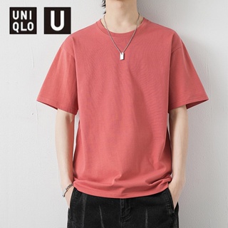 Uniqlo เสื้อยืดแขนสั้น ผ้าฝ้าย สีพื้น ไม่เป็นขุย เป็นมิตรกับผิว เหมาะกับฤดูร้อน สําหรับผู้ชาย