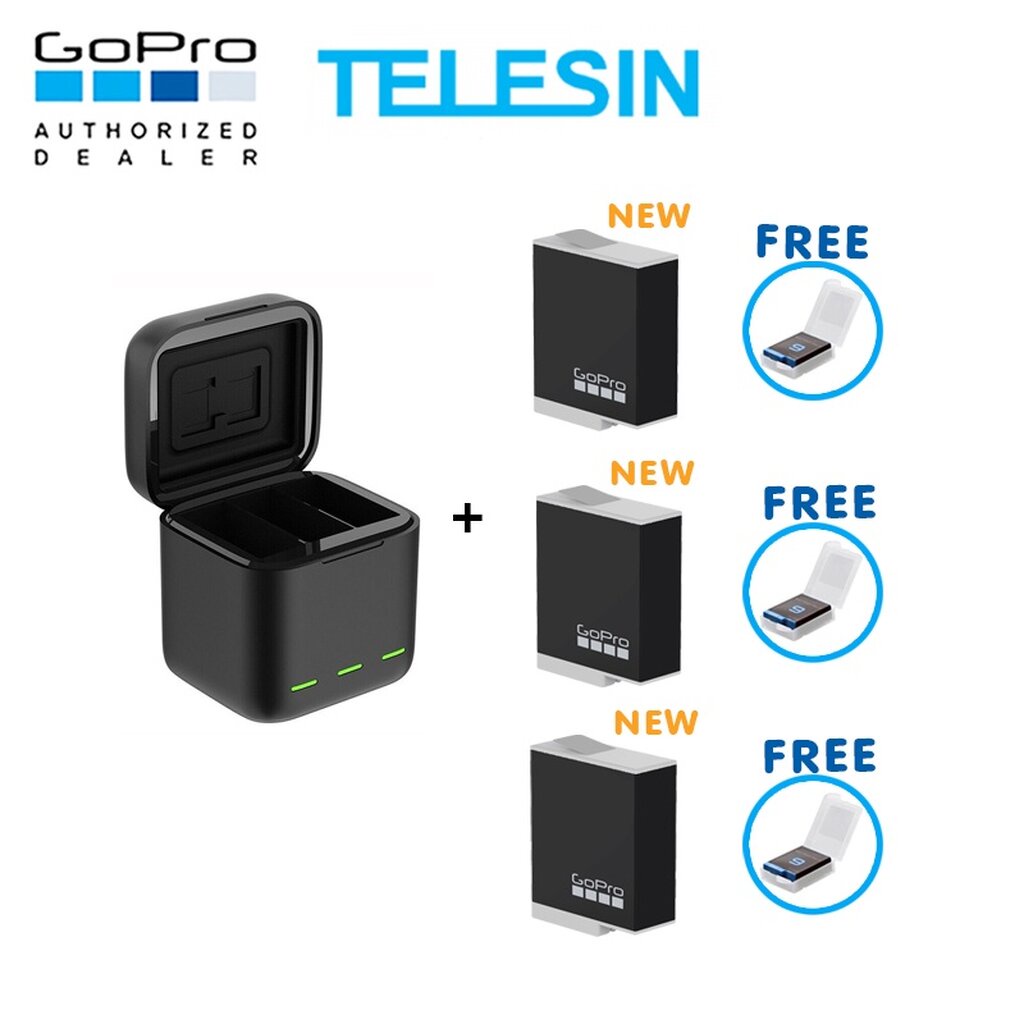 gopro-11-10-9-telesin-charger-box-enduro-battery-x-3-รุ่นใหม่-ของแท้-ประกันศูนย์-1-ปี-แท่นชาร์จ-แบต