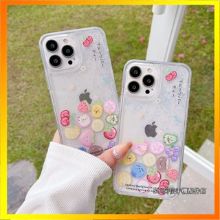 เคสโทรศัพท์มือถือ ซิลิโคนแข็ง ขอบนิ่ม ลายผลไม้ แต่งกลิตเตอร์ มีสไลด์ สําหรับ iphone13 14pro max 12 11