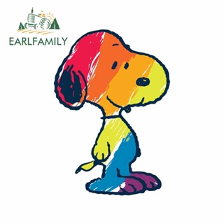 Earlfamily สติกเกอร์ไวนิล ลายการ์ตูน Snoopy กันรอยขีดข่วน สําหรับติดตกแต่งกระจกรถยนต์ 13 ซม. x 9.1 ซม.