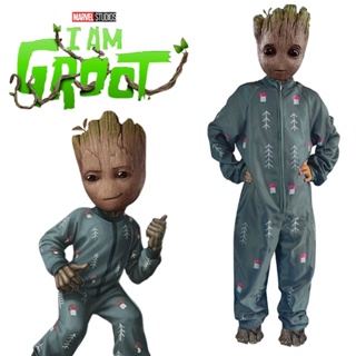 ชุดจั๊มสูทคอสเพลย์ Marvel Superhero Guardians of The Galaxy I Am Groot เหมาะกับวันฮาโลวีน สําหรับเด็ก