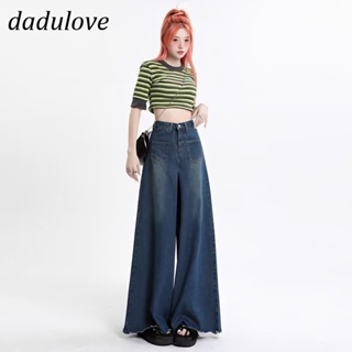 DaDulove💕 New Korean Version of Ins Raw Edge Loose Jeans High Waist Niche Wide Leg Pants Large Size Trousers