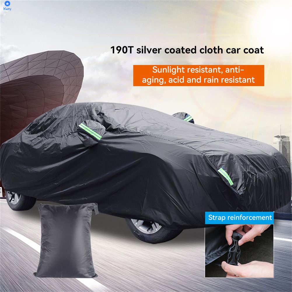car-coat-sun-shade-190t-ผ้าเคลือบเงินกันฝนและกันแดด-uv-protection-car-cover-แถบสะท้อนแสงโพลีเอสเตอร์ผ้าคลุมรถสีดำทั้งหมด-bluey