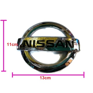 *แนะนำ* Nissan Almera ปี 2012  ป้ายโลโก้ Nissan พลาสติกชุบโครเมี่ยมขนาด 13 x 11 cm สำหรับ Nissan Almera ปี 2012