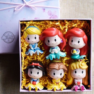 6 ชิ้น Qposket เจ้าหญิงนางเงือก Ariel Cinderella สโนว์ไวท์ Pvc แอคชั่นฟิกเกอร์โมเดลของเล่นเค้ก Topper