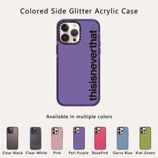 Casetify X This is never that Side Glitter Green Purple Blue RosePink เคสโทรศัพท์มือถืออะคริลิค TPU แบบแข็ง พร้อมกล่อง สําหรับ Apple IPhone 12 13 14 Pro Max