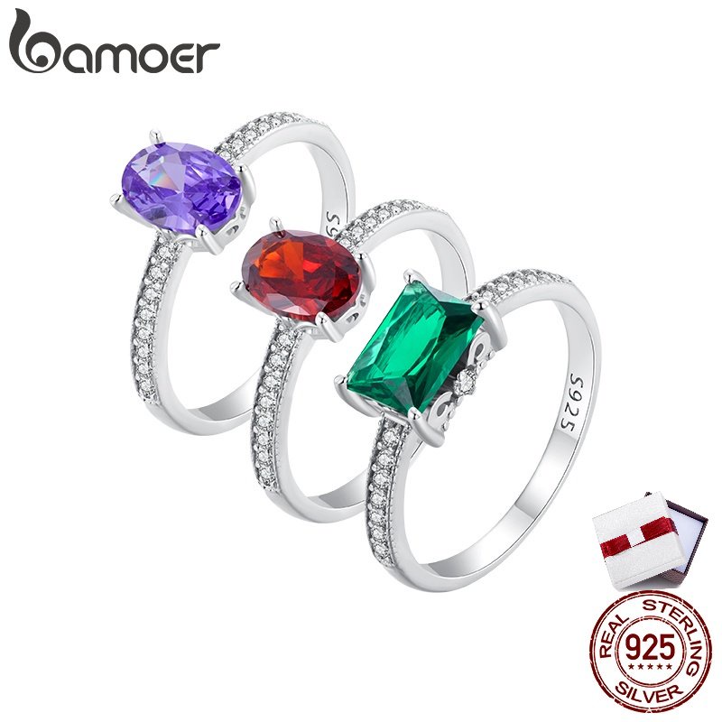 bamoer-แหวนเงินสเตอร์ลิง-925-ประดับเพทาย-สีแดง-และสีเขียว-และสีม่วง-หรูหรา-เครื่องประดับแฟชั่น-สําหรับผู้หญิง-และนักเรียน