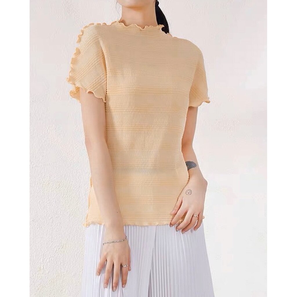 2muay-pleat-เสื้อผู้หญิง-เสื้อพลีทคุณภาพ-รุ่น-gjo1152-สีวนิลา-free-size-curl-pleat-top