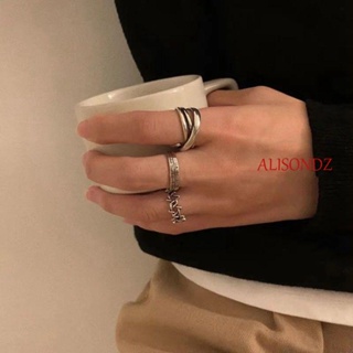 Alisondz อินเทรนด์ เปิด แหวน ปรับได้ แหวนนิ้ว ผู้หญิง ย้อนยุค สไตล์เกาหลี แหวนตัวอักษร ผู้ชาย เท่ สไตล์พังก์ ความกว้าง เรียบง่าย แหวนคู่