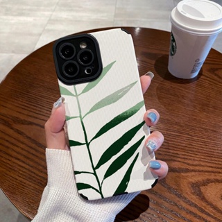 เคสโทรศัพท์มือถือนิ่ม กันตก ลายกราฟฟิตี้ ใบไม้สีเขียว สําหรับ IPhone Apple 11 12 Pro Max X XR XS Max SE Apple 7 Plus 8 Plus IPhone 13 Pro Max IPhone 14 Pro Max