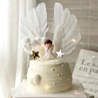 1 ชิ้น ปีกนางฟ้าน่ารัก เค้ก Topper สําหรับอาบน้ําเด็ก เด็ก อุปกรณ์ตกแต่งงานเลี้ยงวันเกิด งานแต่งงาน ขนมเค้ก เครื่องมือตกแต่ง