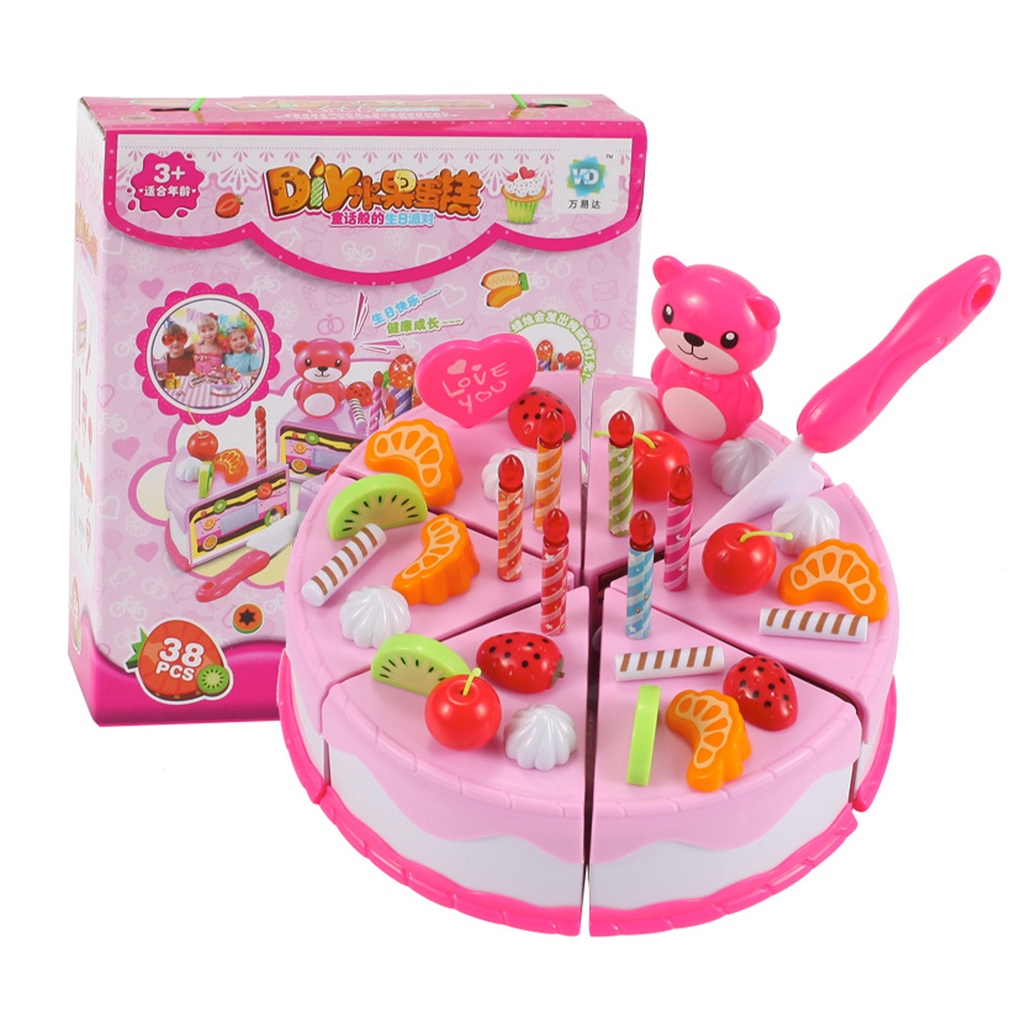 kids-toys-ของเล่นอาหาร-เค้กวันเกิด-ของเล่น-diy-ชุดหั่นขนมเค้กและตกแต่งเค้ก-ของเล่นบทบาทเล่นจำลองเค้กวันเกิด