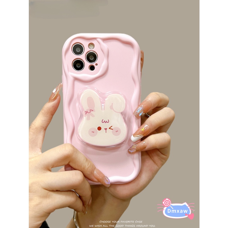 เคสโทรศัพท์มือถือ-ลายกระต่ายน่ารัก-สีชมพู-พร้อมสายคล้องมือ-สําหรับ-samsung-galaxy-s23-ultra-s23-plus-s23-s22-s22-ultra-s22-s21-plus-s21-ultra-s21