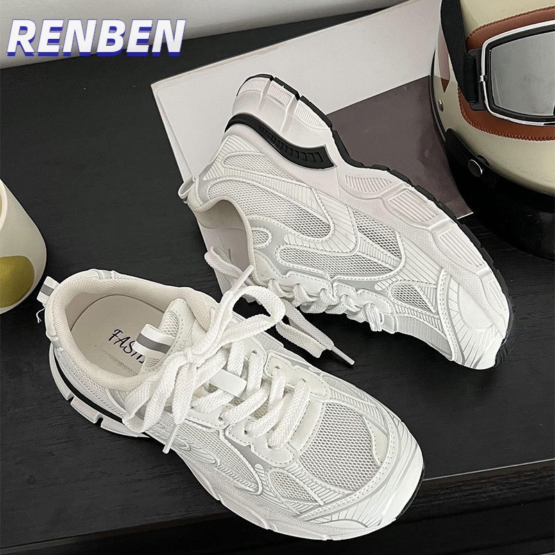 renben-ถักแบบสบาย-ๆ-เวอร์ชั่นเกาหลีรองเท้าวิ่งแฟชั่นเบา-ๆ-รองเท้าผ้าใบผู้หญิง