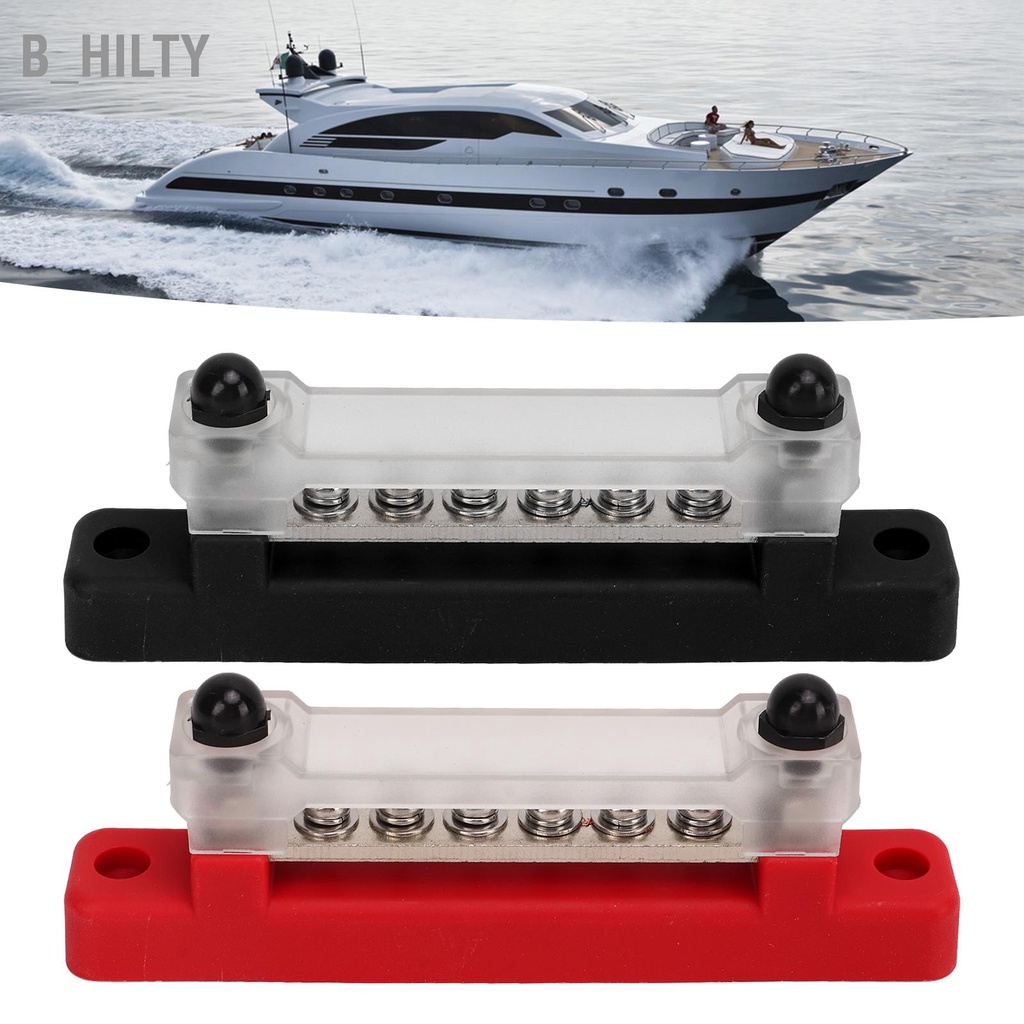 b-hilty-6-terminal-bus-bar-พร้อมฝาปิด-48v-150a-2-studs-power-distribution-block-สำหรับ-car-boat-marine-caravan-rv