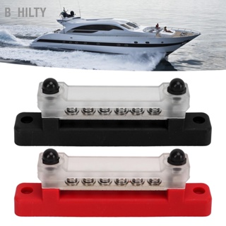 B_HILTY 6 Terminal Bus Bar พร้อมฝาปิด 48V 150A 2 Studs Power Distribution Block สำหรับ Car Boat Marine Caravan RV