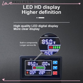 Faccfki DC แบตเตอรี่ โวลต์มิเตอร์ DC 9V-100V LCD พร้อมตัวควบคุมอุณหภูมิ เครื่องวัดพลังงาน