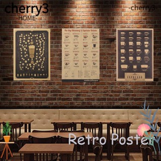 Cherry3 สติกเกอร์โปสเตอร์ สไตล์เรโทร DIY สําหรับติดตกแต่งผนังห้องครัว บาร์ 1 ชิ้น