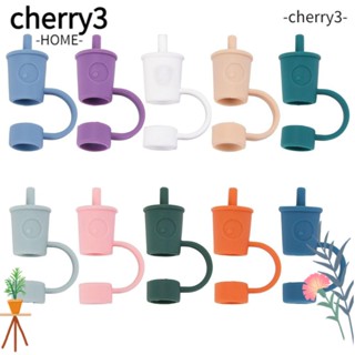 CHERRY3 จุกปิดหลอดดูดน้ํา แบบซิลิโคน กันกระเด็น ใช้ซ้ําได้ อุปกรณ์เสริม สําหรับแก้วน้ํา