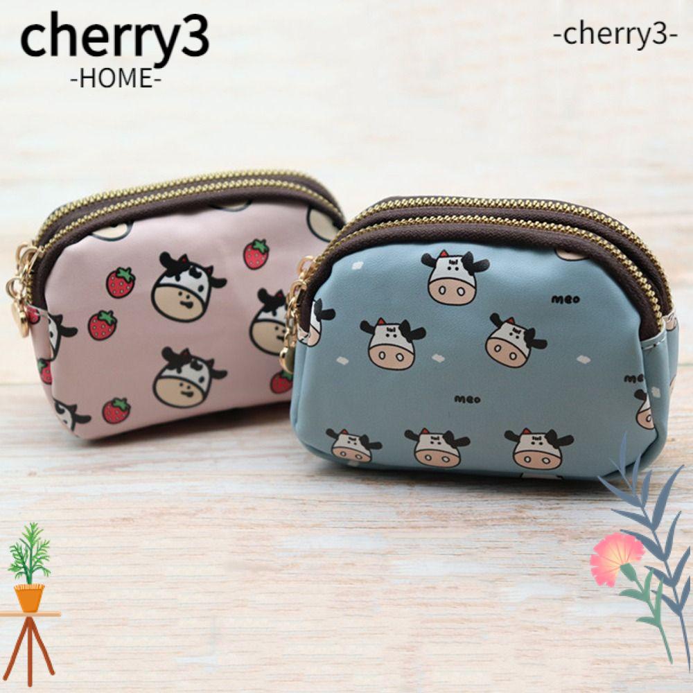 cherry3-กระเป๋าสตางค์-มีซิป-ลายวัวน่ารัก-สําหรับผู้หญิง