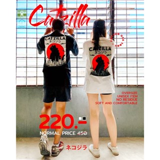 เสื้อยืดแขนสั้น 👑 🎴 เสื้อสกรีน ลาย Catzilla -​ Oversize 👑เสื้อคอกลม เสื้อคู่ ผ้านำเข้าUSA🇺🇸 แท้100% ✨พร้อม