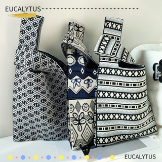 Eutus กระเป๋าถือลําลอง ผ้าถัก แฮนด์เมด ความจุสูง สําหรับผู้หญิง
