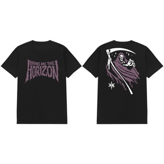 2023 เสื้อยืดผ้าฝ้าย ย้อนยุคเสื้อยืด พิมพ์ลายวงร็อคเกอร์สตาร์ Bring Me The Horizon ReaperS-5XL