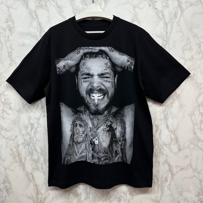 fashion-เสื้อยืดแขนสั้น-เสื้อยืด-post-malone-สกรีนหน้าหลัง-t-shirt