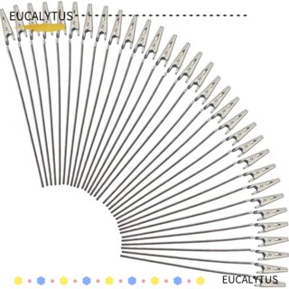 Eutus คลิปปากจระเข้ สเตนเลส สีเงิน พร้อมคลิปหนีบลวดเหล็ก 15 ซม. 50 ชิ้น