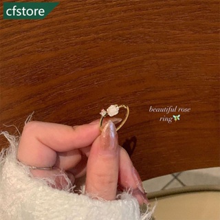 Cfstore แหวนโลหะผสม รูปดอกคามิเลีย ปรับได้ เครื่องประดับแฟชั่น สําหรับผู้หญิง K1T9