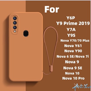 เคส Huawei Y6P Y9 Prime 2019 Y7A Y9S Nova Y70 Plus Y61 Y90 9 SE 7i 10 Pro 6 SE ใหม่ เลนส์นางฟ้า ฝาครอบเต็ม TPU เคสโทรศัพท์ + ฟรีสายคล้อง