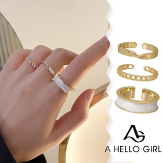 แหวนสวมนิ้วมือ ปรับได้ เครื่องประดับแฟชั่น สไตล์เกาหลี เรียบง่าย ของขวัญ สําหรับผู้หญิง 3 ชิ้น ต่อชุด
