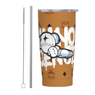 Mc M แก้วกาแฟสเตนเลสสูญญากาศ 20 ออนซ์ พร้อมหลอดโลหะ กันกระเด็น