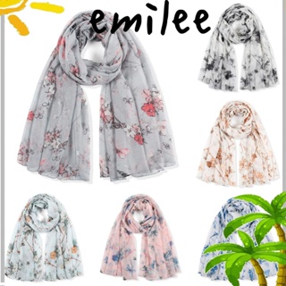 EMILEE 2021 Muslim Hijab Breathable Long Wide Scarf Cotton Shawl New Fashion Long Scarf Womens Ink Pastoral Printed/Multicolor