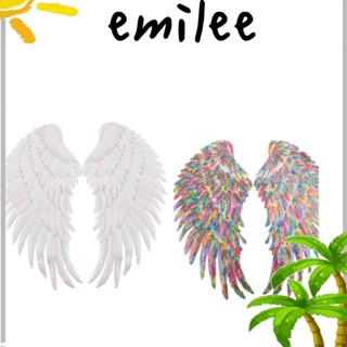 Emilee แผ่นผ้าโพลีเอสเตอร์ ขนาดใหญ่ ลายปีกนางฟ้า 2 คู่ สําหรับทําเสื้อผ้า DIY